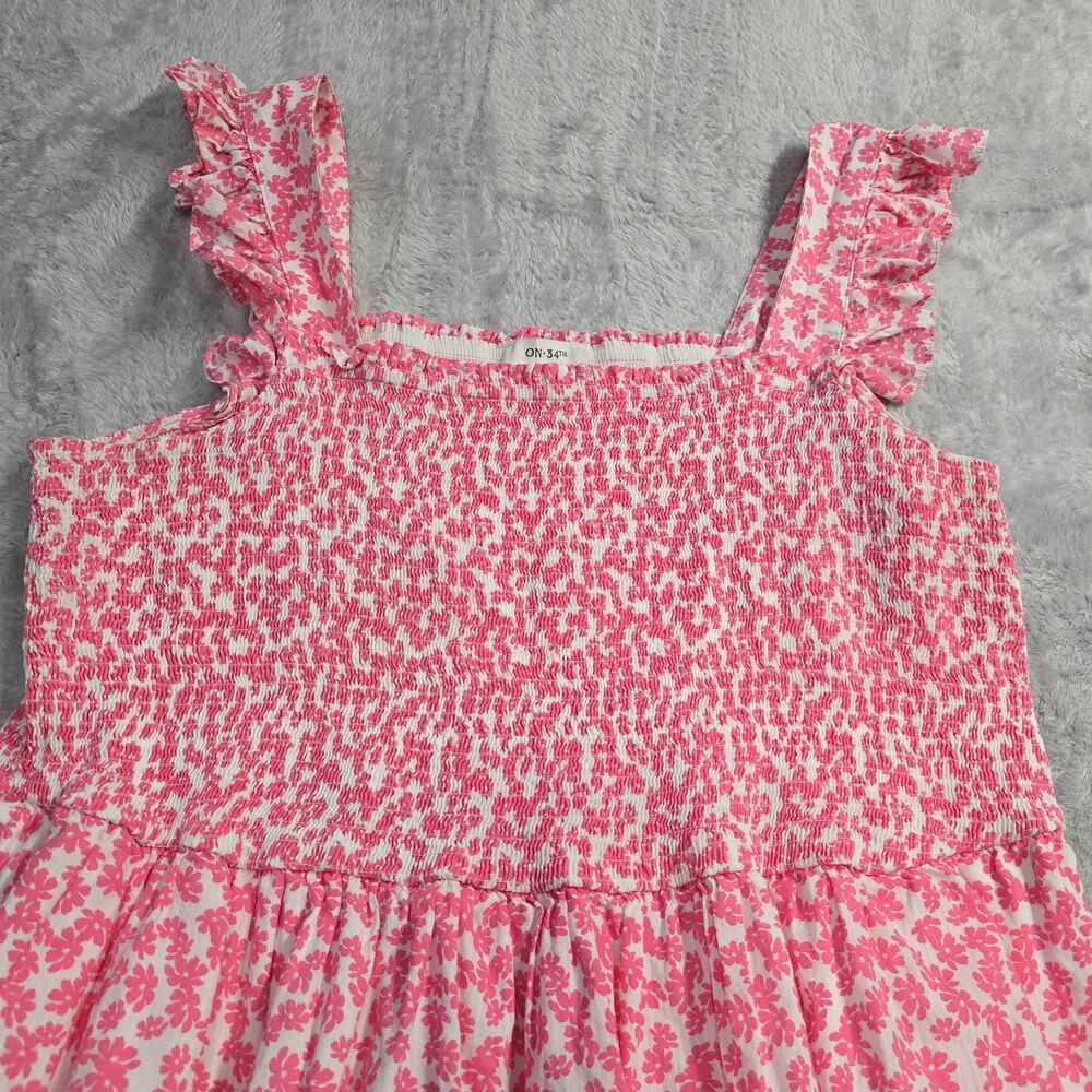Women's Maxi Dress Plus Size 3X Pink Floral Smocked Cottagecore Tiered Pockets - Picture 6 of 10